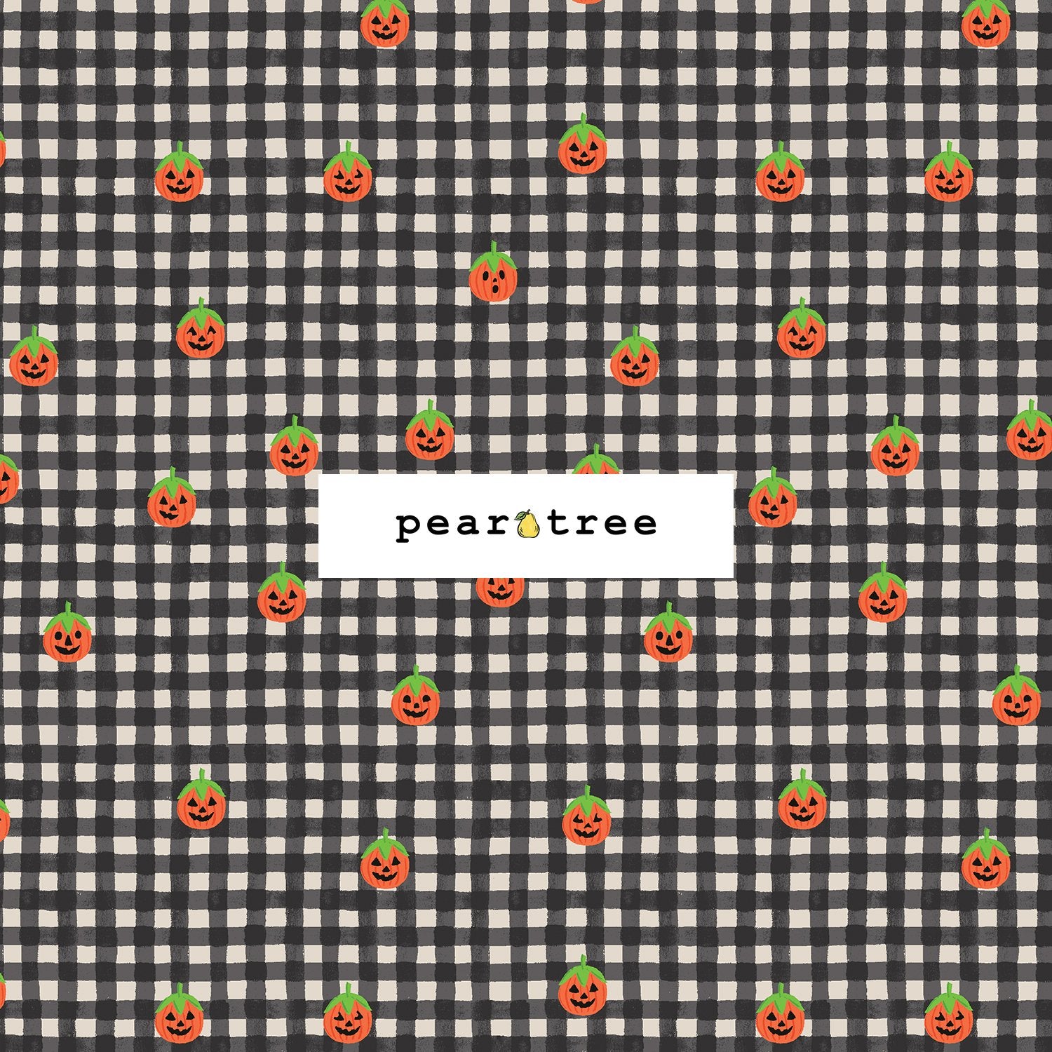 Rifle Paper Co Pumpkin Gingham - Black Fabric