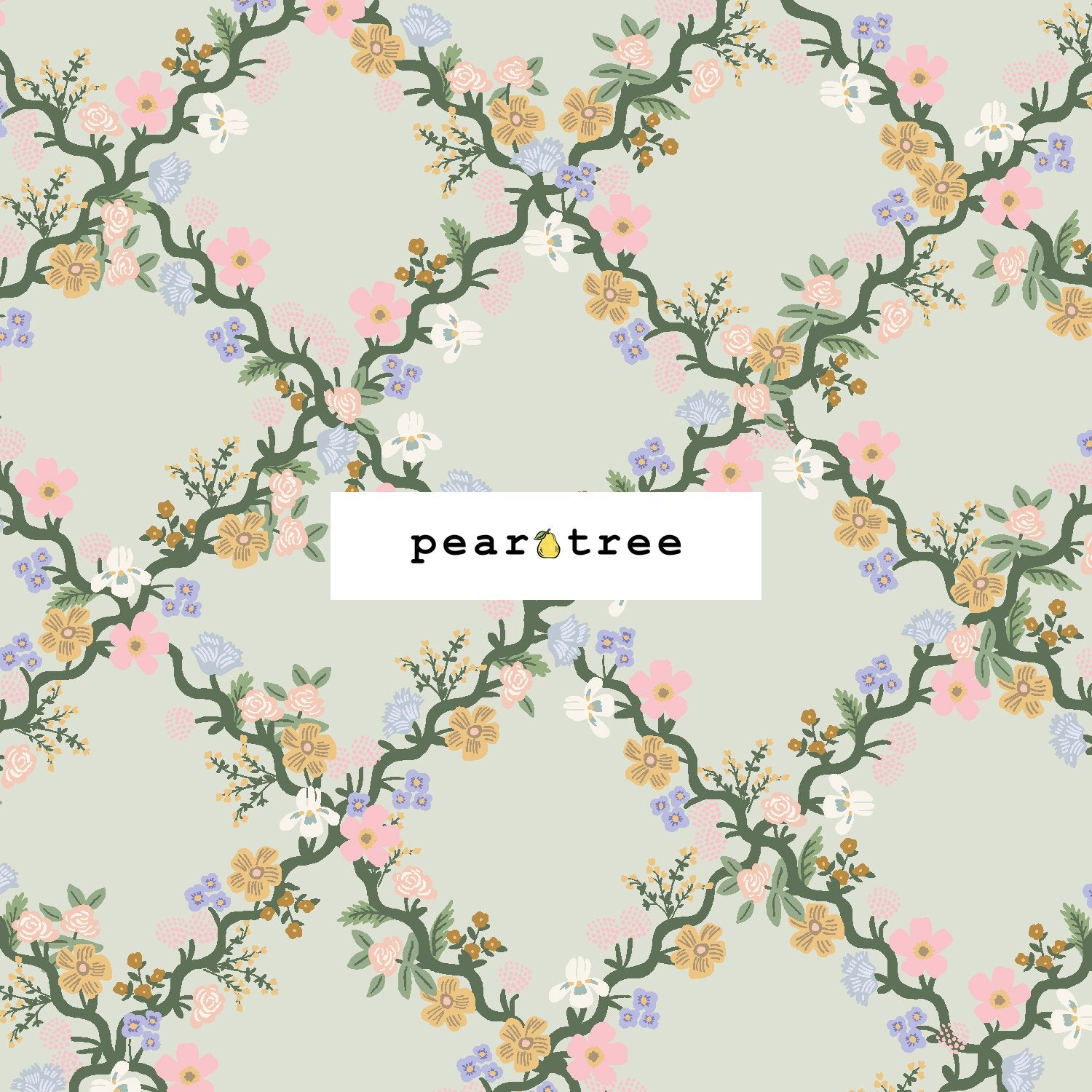 Rifle Paper Co Floral Trellis - Green Fabric