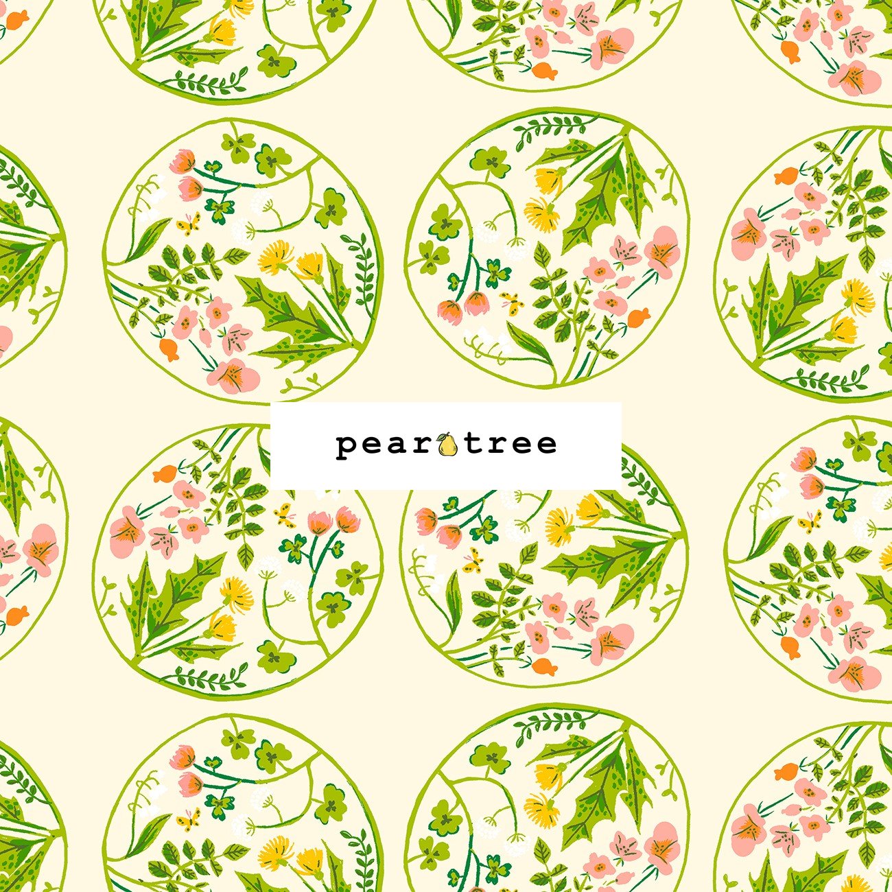 Windham Fabrics Cream Floral Wreaths