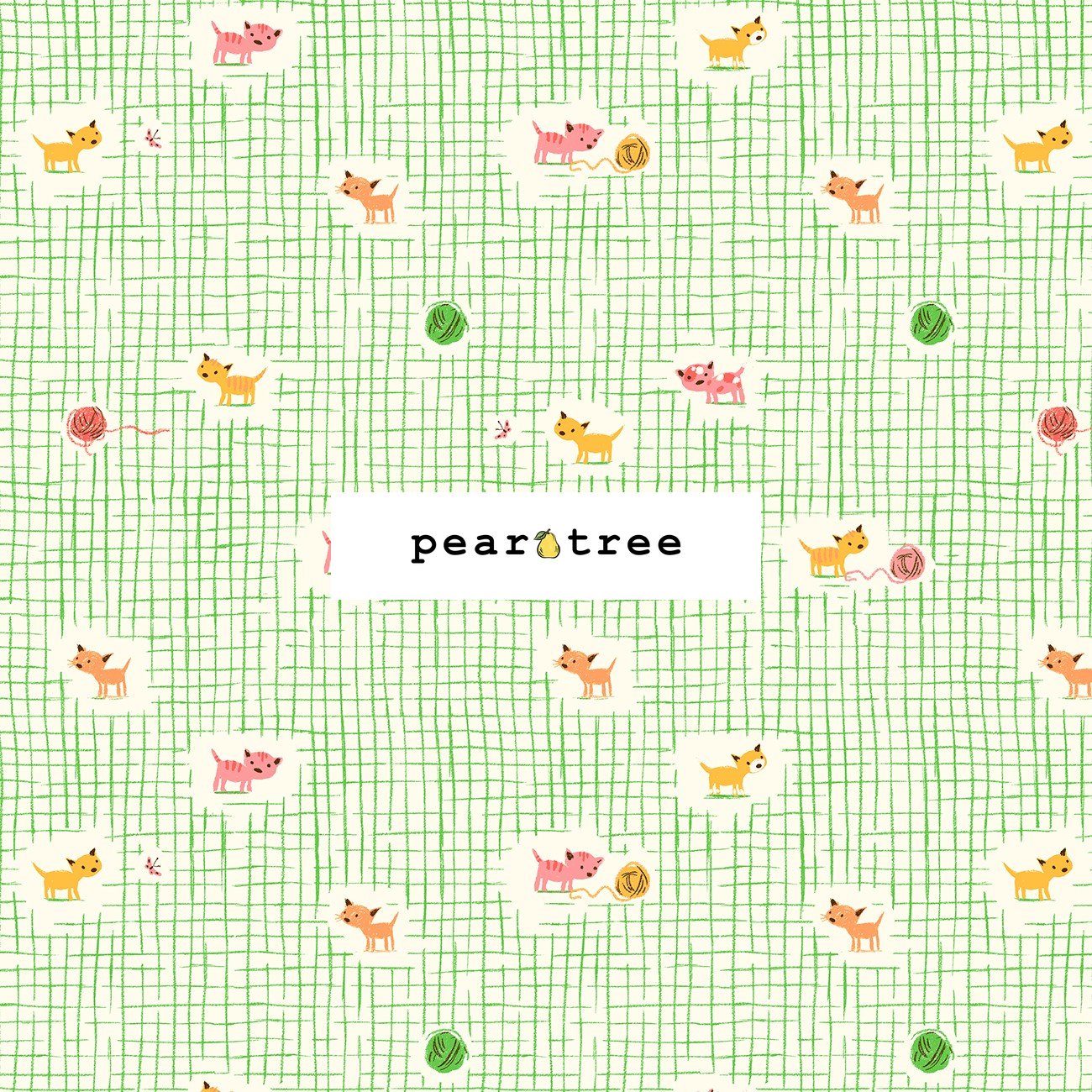 Windham Fabrics Green Kitten Plaid