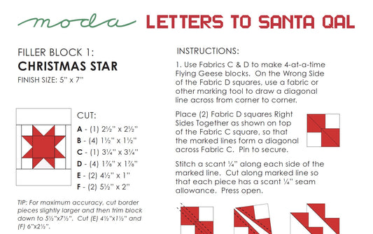 Christmas Star Block by Moda - Free Quilting Pattern PDF Download