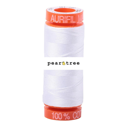 Checker Aurifil Mako Cotton Thread Solid - White - 50wt 220yds