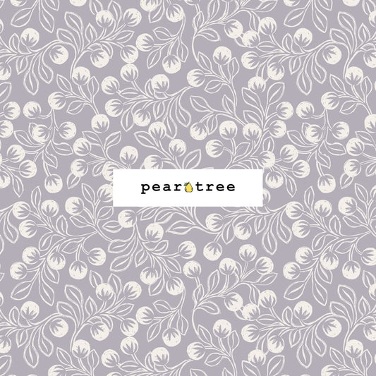 Lewis and Irene Snowberries on Iced Lavender with Pearl Effect