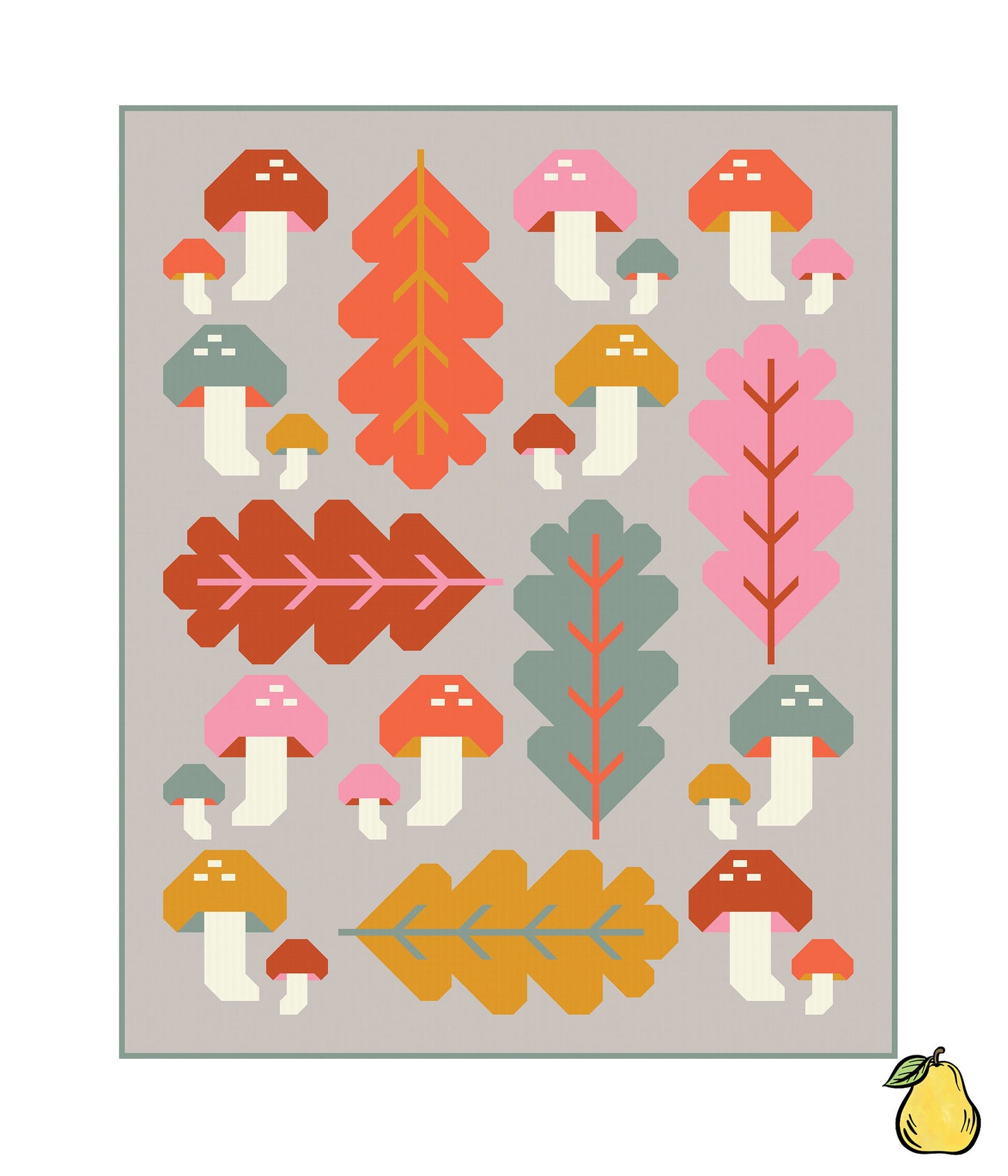 Pear Tree Market Pen + Paper Patterns Forest Fungi- Cute Crimino Quilt Kit Bundle