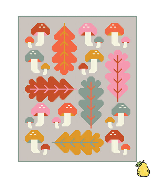 Pear Tree Market Pen + Paper Patterns Forest Fungi- Cute Crimino Quilt Kit Bundle
